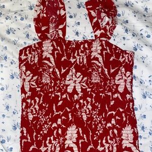 Old Navy Red and White Textured Top